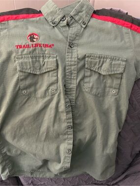 Youth Olive Green Button-Down Shirt